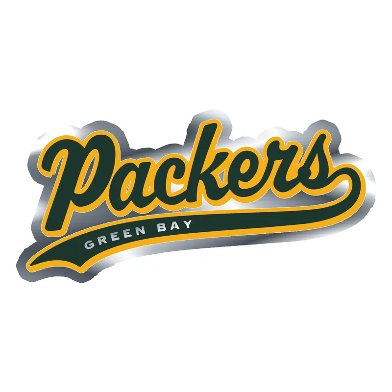 Green Bay Packers - Yellow Packers - Silver Chrome Vinyl Sticker - Custom Size
