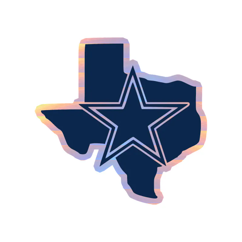 Dallas Cowboys - State with Star - Holographic Vinyl Sticker - Custom Size