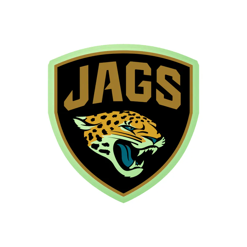 Jacksonville Jaguars - Shield With Jags - Glow in the Dark Vinyl Sticker - Custom Size