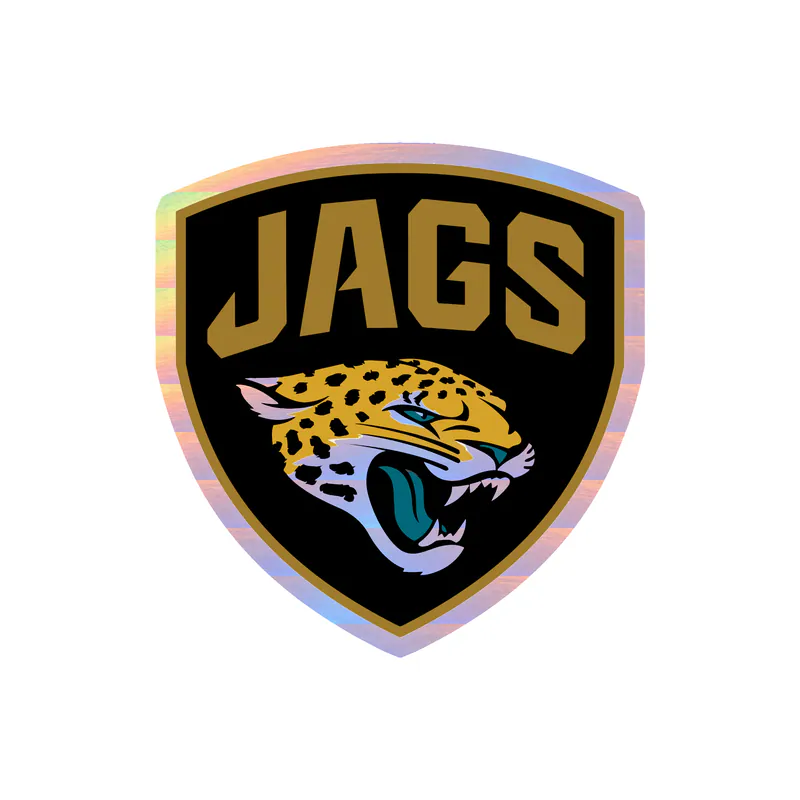 Jacksonville Jaguars - Shield With Jags - Holographic Vinyl Sticker - Custom Size
