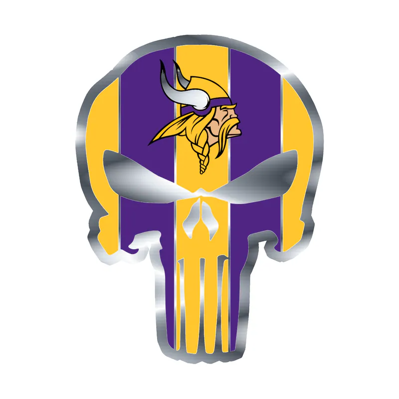 Minnesota Vikings - Punisher - Silver Chrome Vinyl Sticker - Custom Size