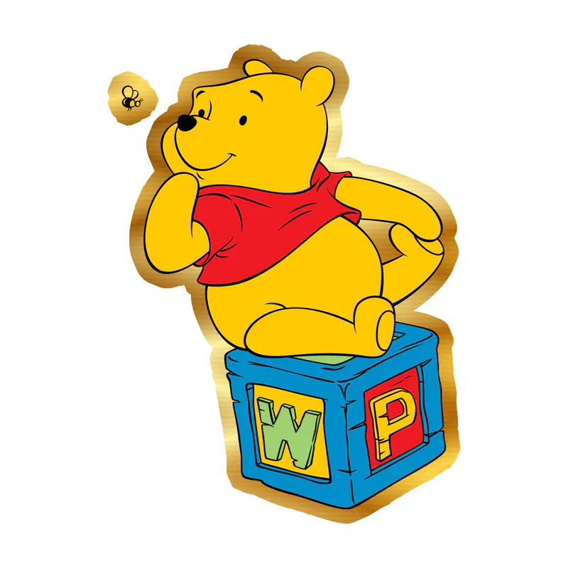 Winnie The Pooh -  Gold Chrome Vinyl Sticker - Custom Size