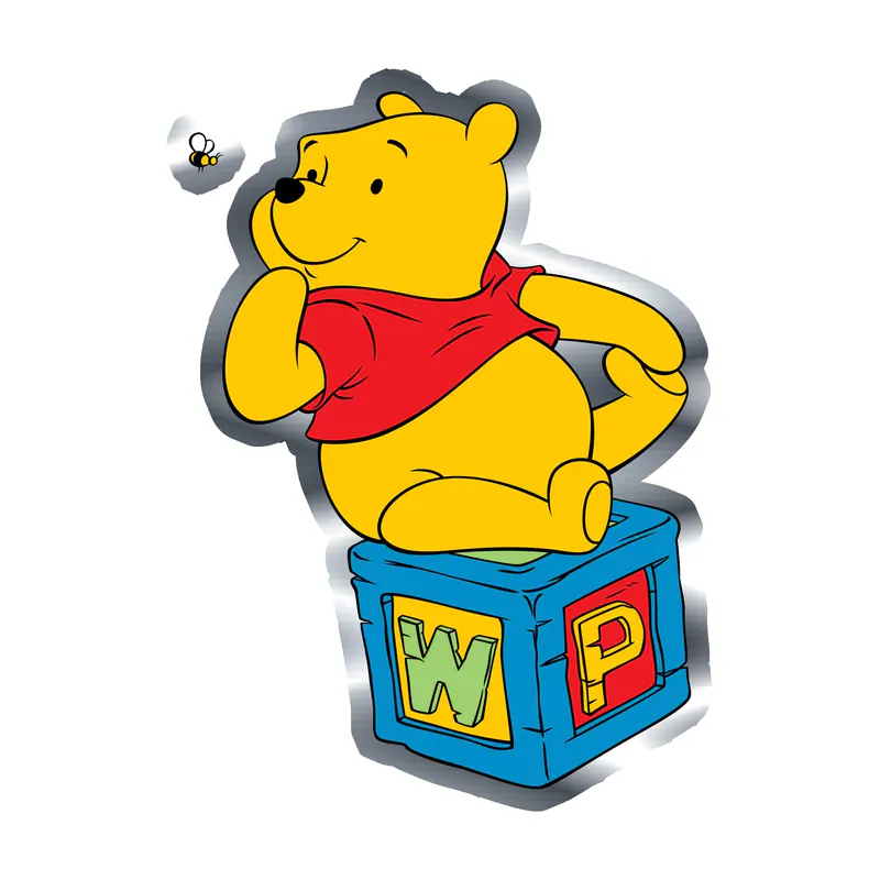 Winnie The Pooh -  Silver Chrome Vinyl Sticker - Custom Size
