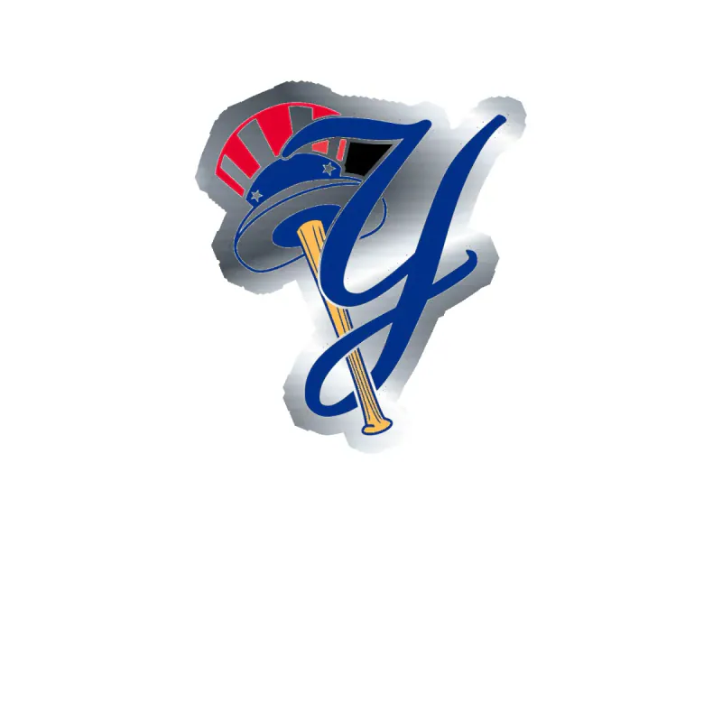 New York Yankees - Y With Baseball Bat - Silver Chrome Vinyl Sticker - Custom Size
