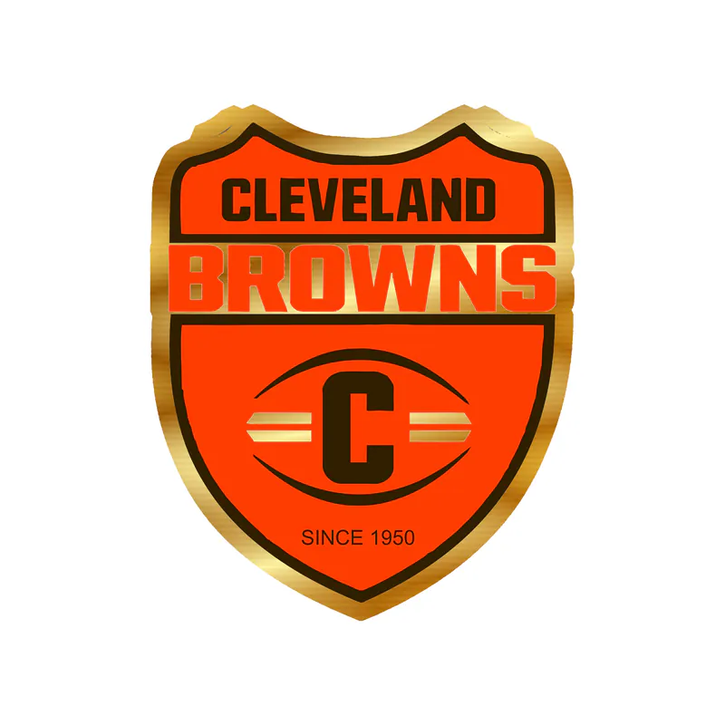 Cleveland Browns - Badge with Name - Gold Chrome Vinyl Sticker - Custom Size