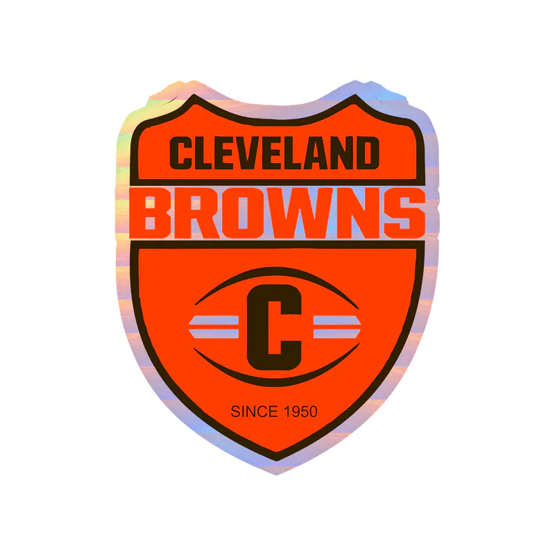 Cleveland Browns - Badge with Name - Holographic Vinyl Sticker - Custom Size