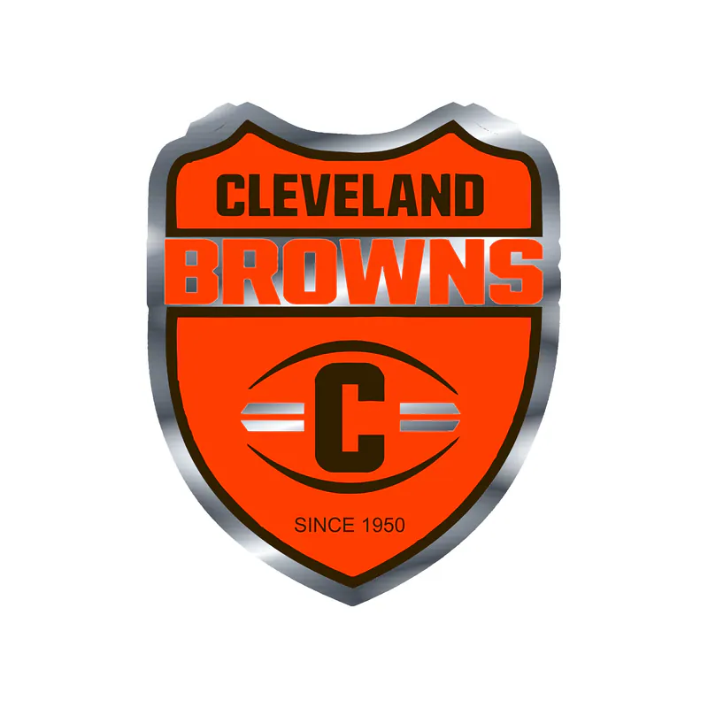 Cleveland Browns - Badge with Name - Silver Chrome Vinyl Sticker - Custom Size