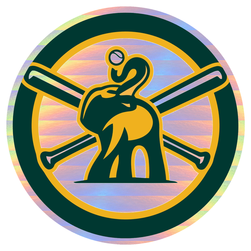 Oakland Athletics - Circle With Elephant - Holographic Vinyl Sticker - Custom Size