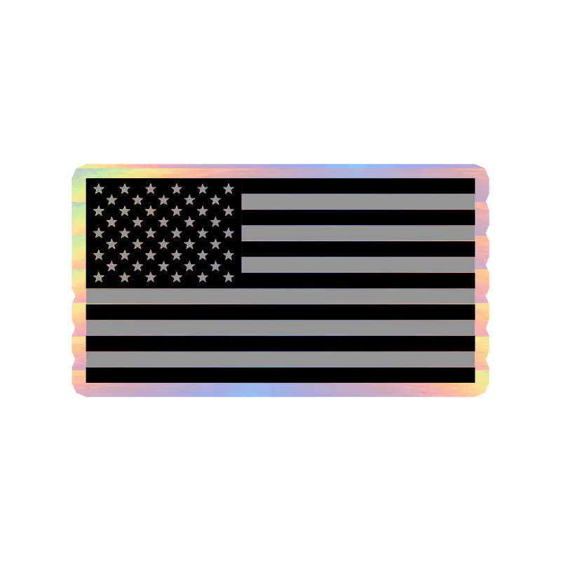 Black and Gray American Flag Holographic Vinyl Decal - custom size