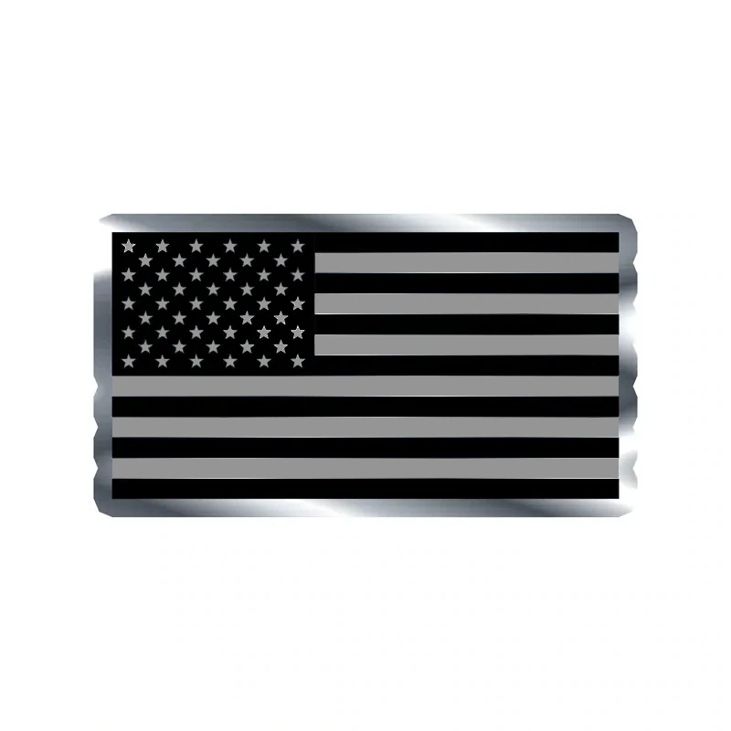 Black and Gray American Flag Silver Chrome Vinyl Decal - custom size