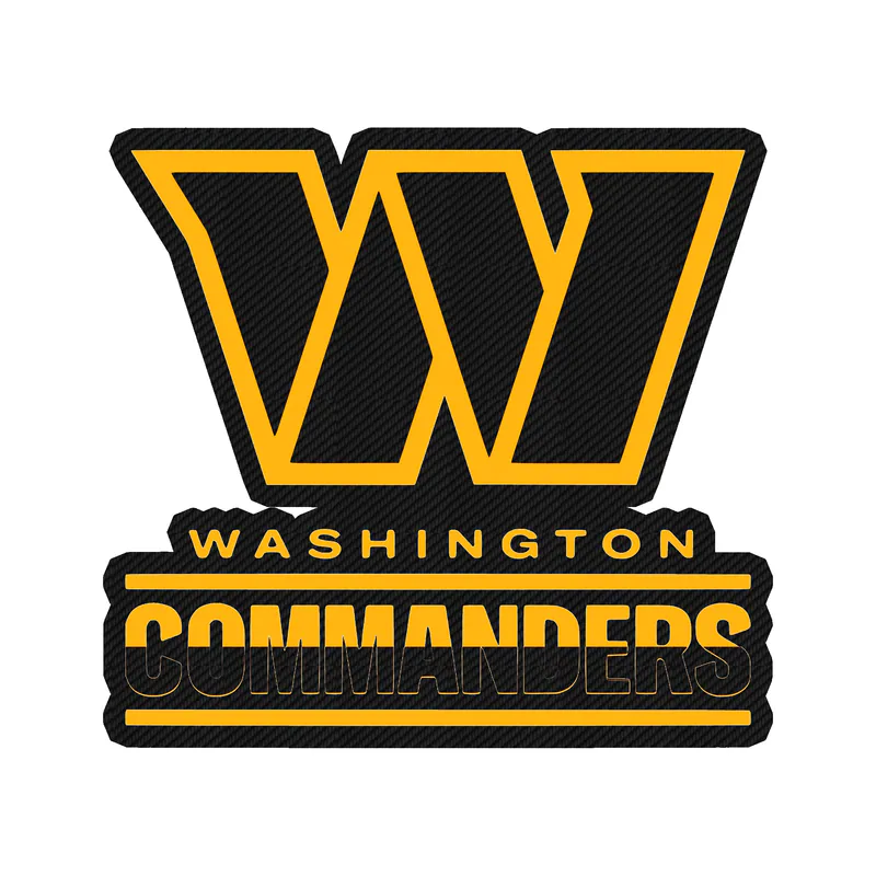 Washington Commanders - W with Ombre Words - Carbon Fiber Vinyl Sticker - Custom Size