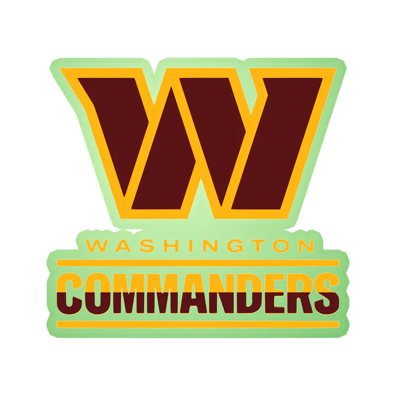 Washington Commanders - W with Ombre Words - Glow in the Dark Vinyl Sticker - Custom Size