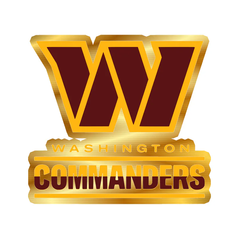 Washington Commanders - W with Ombre Words - Gold Chrome Vinyl Sticker - Custom Size