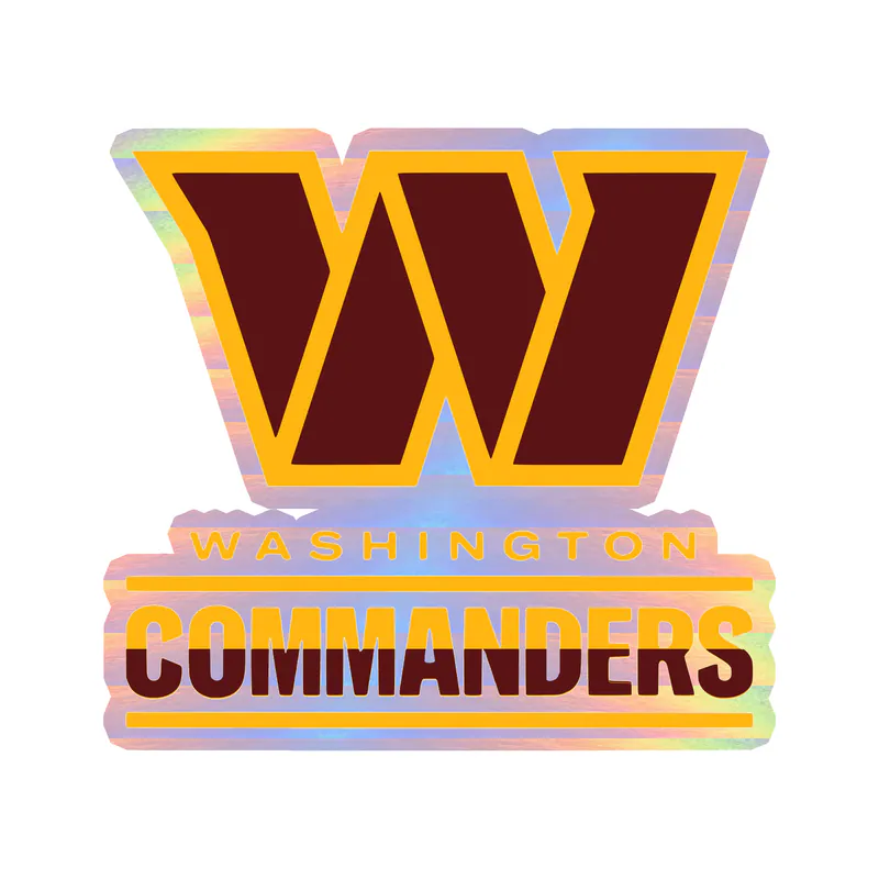 Washington Commanders - W with Ombre Words - Holographic Vinyl Sticker - Custom Size