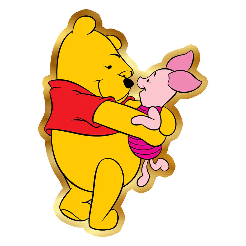 Winnie The Pooh - Pooh And Piglet - Gold Chrome Vinyl Sticker - Custom Size