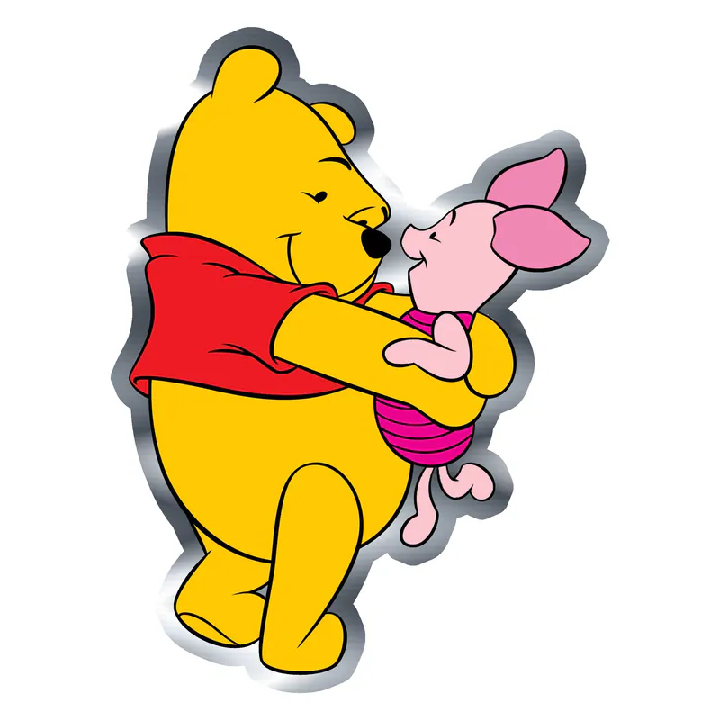 Winnie The Pooh - Pooh And Piglet - Silver Chrome Vinyl Sticker - Custom Size
