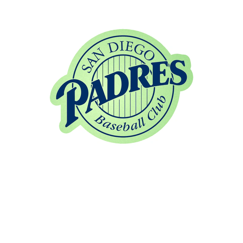 San Diego Padres - Blue Circle With Stripes and Padres - Glow in the Dark Vinyl Sticker - Custom Size