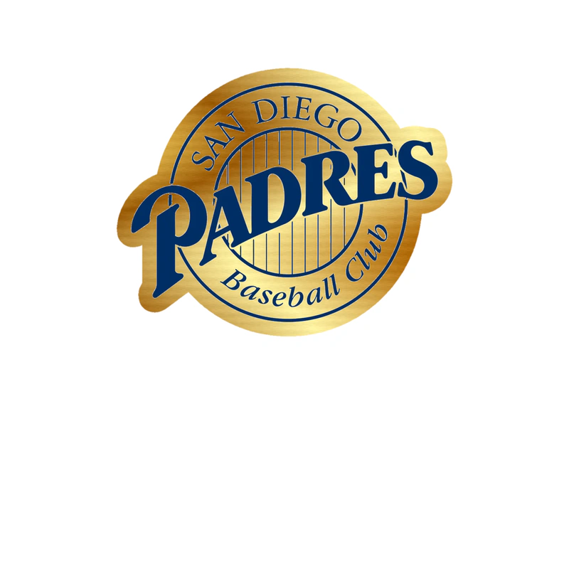 San Diego Padres - Blue Circle With Stripes and Padres - Gold Chrome Vinyl Sticker - Custom Size