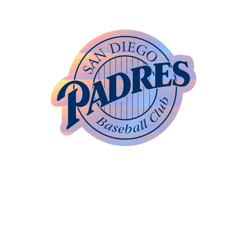 San Diego Padres - Blue Circle With Stripes and Padres - Holographic Vinyl Sticker - Custom Size