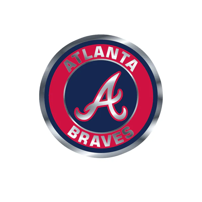 Atlanta Braves - Red and Blue Circle - Silver Chrome Vinyl Sticker - Custom Size