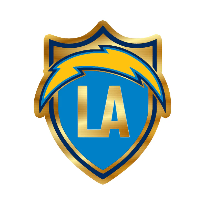 Los Angeles Chargers - Light Shield - Gold Chrome Vinyl Sticker - Custom Size