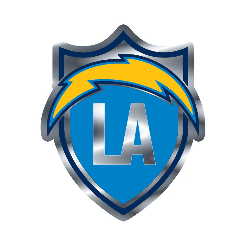 Los Angeles Chargers - Light Shield - Silver Chrome Vinyl Sticker - Custom Size
