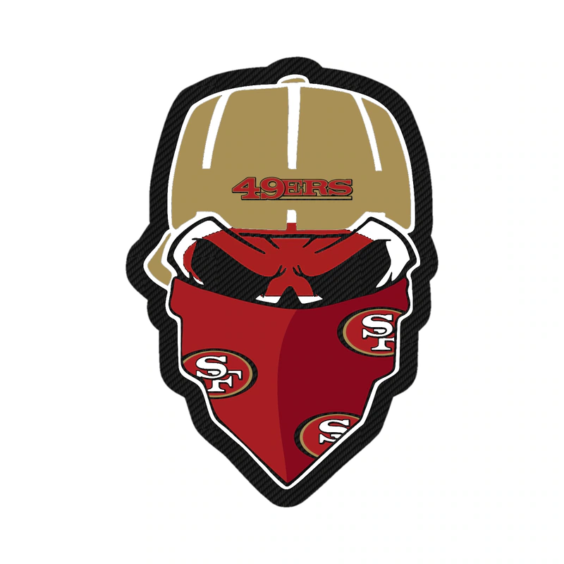 San Francisco 49ers - Skull - Image 2 - Carbon Fiber Vinyl Sticker - Custom Size