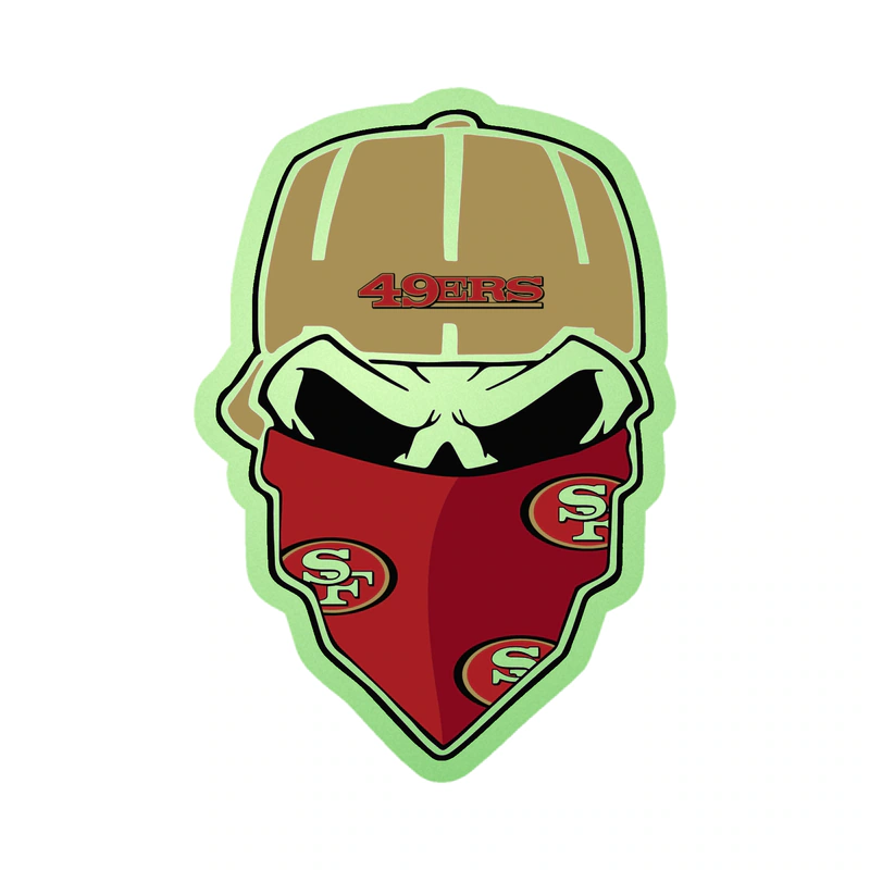 San Francisco 49ers - Skull - Image 2 - Glow in the Dark Vinyl Sticker - Custom Size