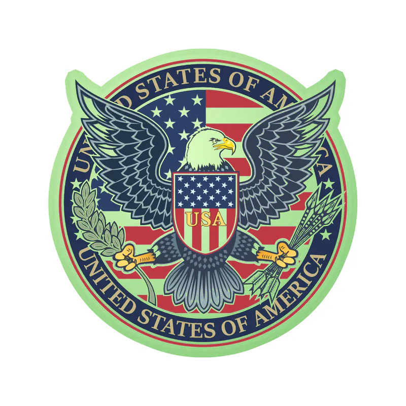 USA Eagle Glow in the Dark Vinyl Decal - Custom Size