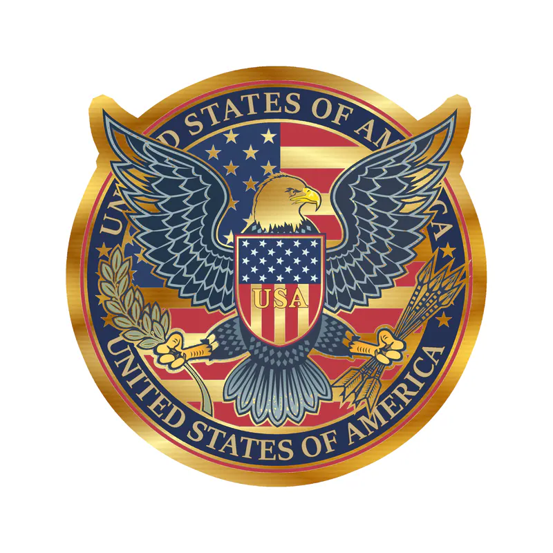 USA Eagle Gold Chrome Vinyl Decal - Custom Size