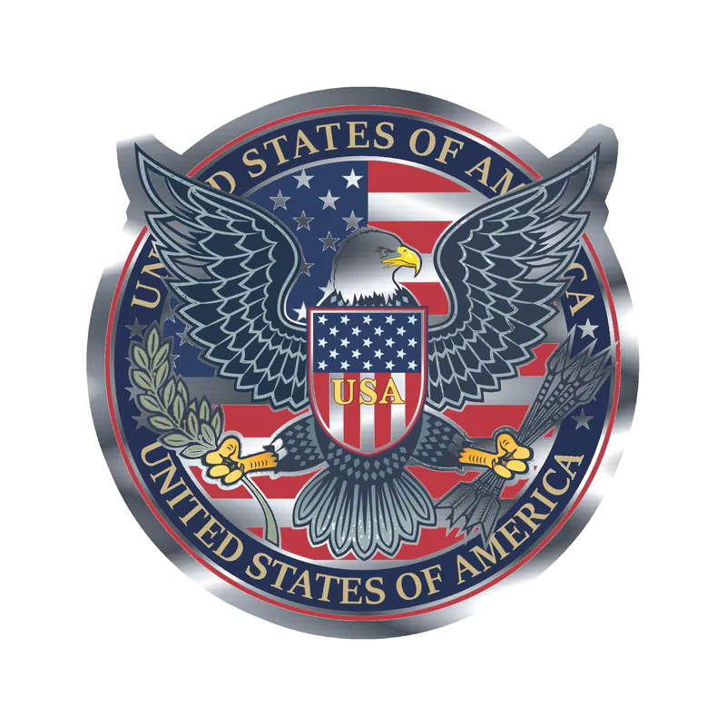 USA Eagle Silver Chrome Vinyl Decal - Custom Size