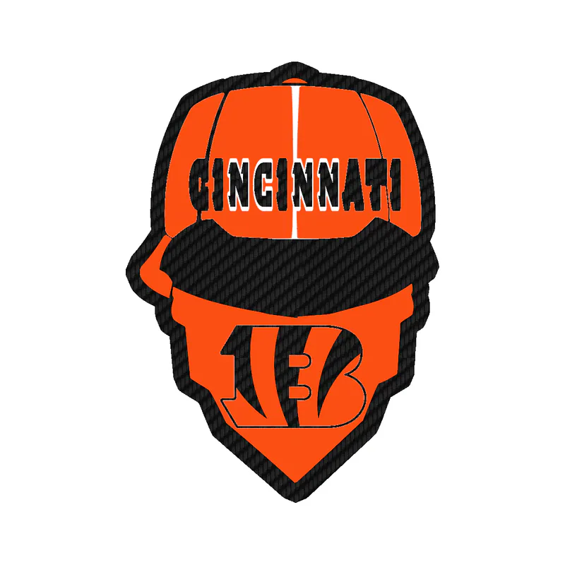 Cincinnati Bengals – Skull with Cap - Carbon Fiber Vinyl Sticker - Custom Size
