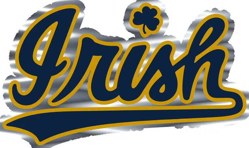 Notre Dame - Irish - Silver Chrome Vinyl Sticker - Custom Size