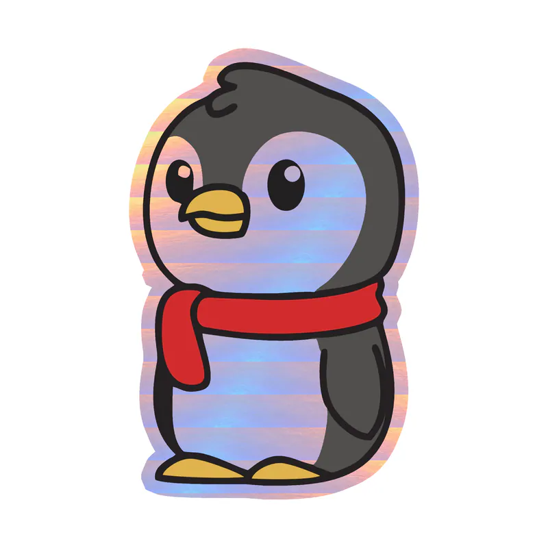 Penguin - Holographic Vinyl Sticker - Custom Size