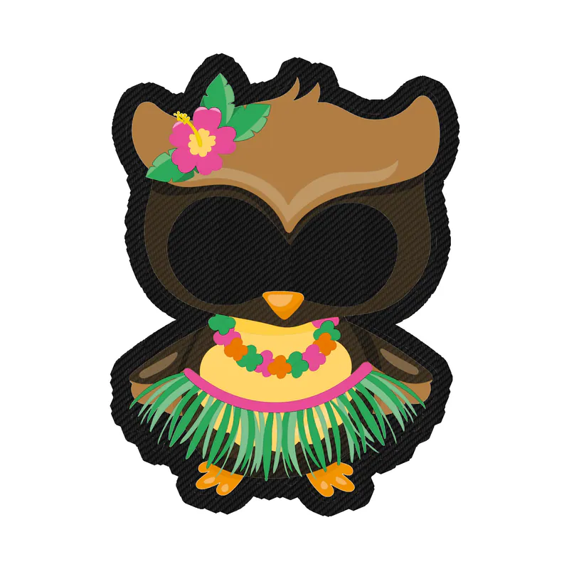 Summer Owl - Carbon Fiber Vinyl Sticker - Custom Size