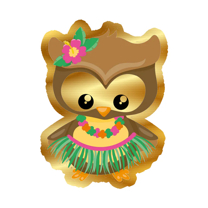 Summer Owl - Gold Chrome Vinyl Sticker - Custom Size