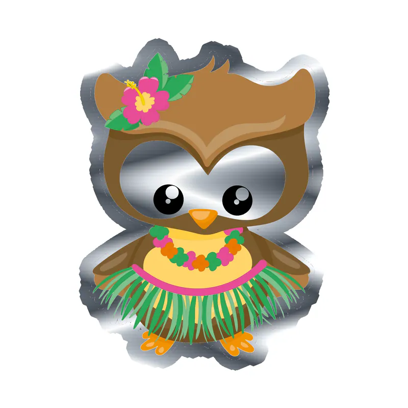 Summer Owl - Silver Chrome Vinyl Sticker - Custom Size