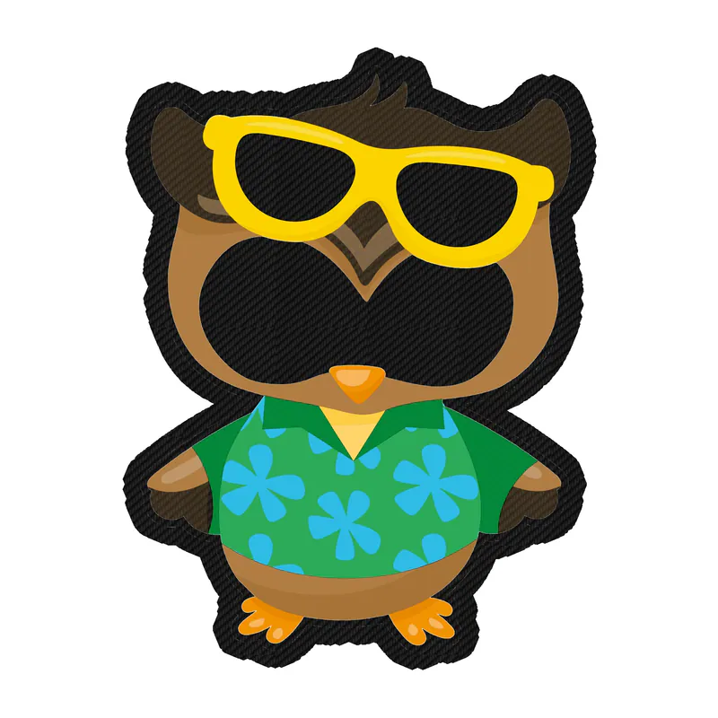 Owl With Yellow Glasses - Carbon Fiber Vinyl Sticker - Custom Size