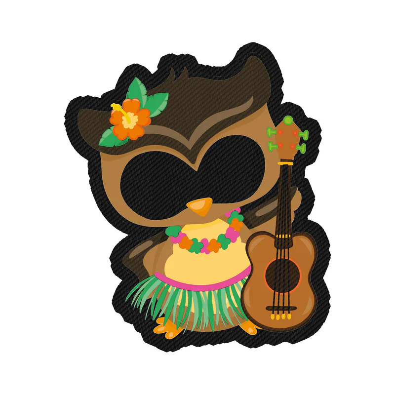 Owl With Guitar - Carbon Fiber Vinyl Sticker - Custom Size