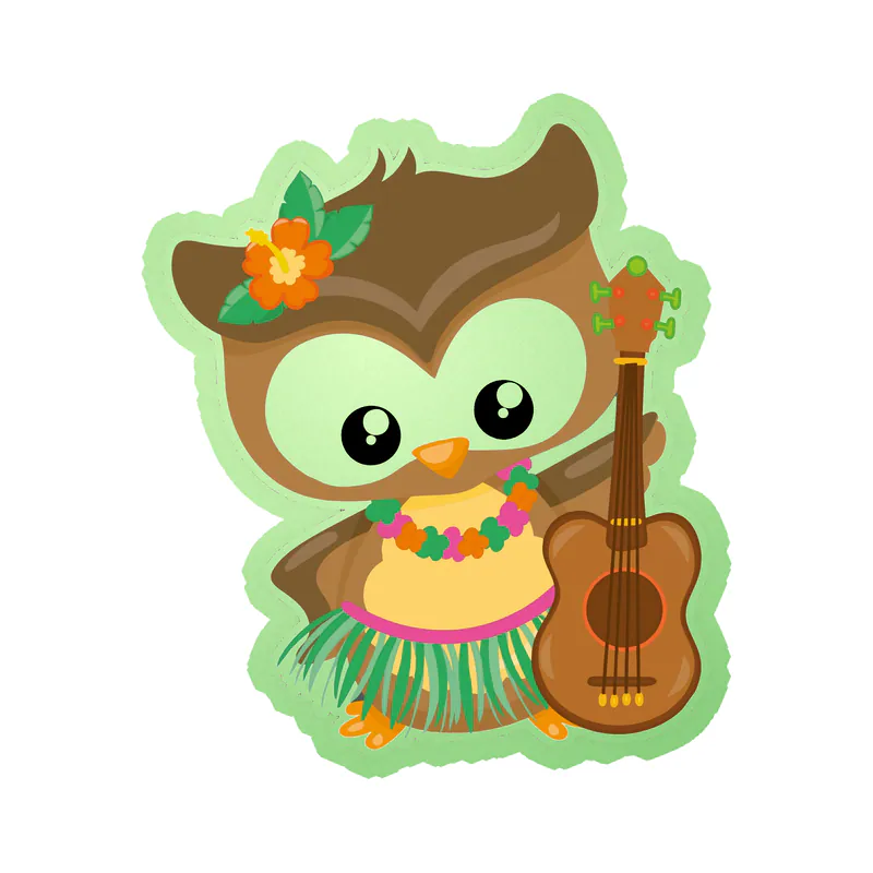 Owl With Guitar - Glow in the Dark Vinyl Sticker - Custom Size