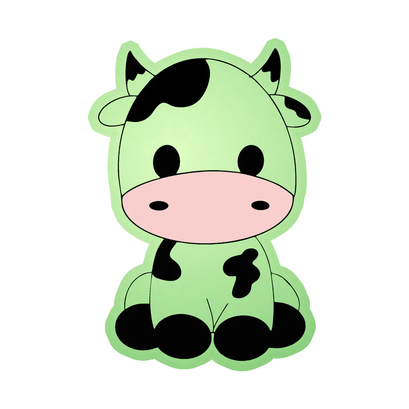 Cow Sitting - Glow in the Dark Vinyl Sticker - Custom Size