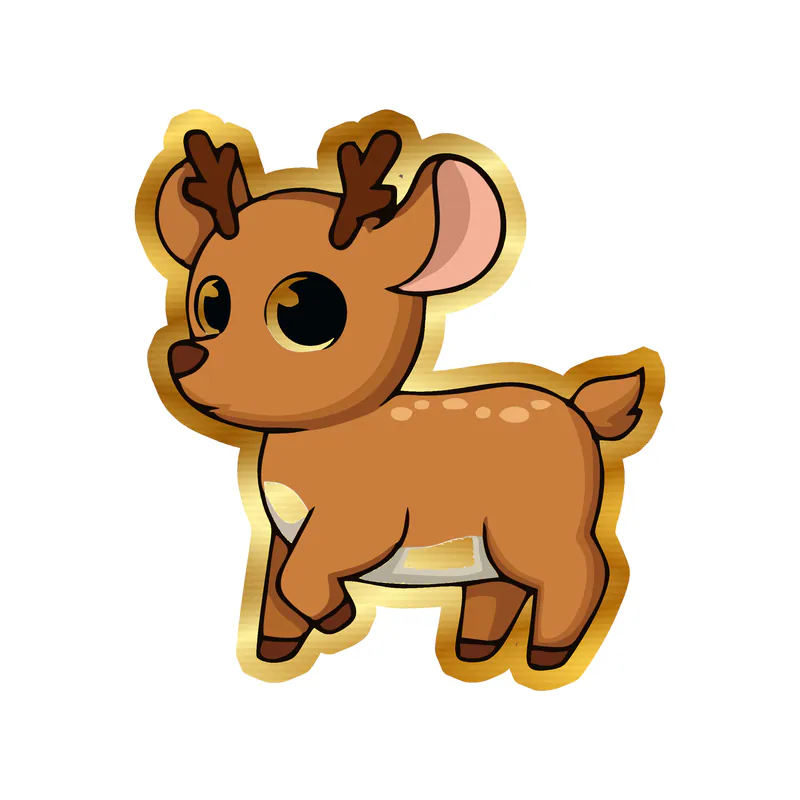 Reindeer - Gold Chrome Vinyl Sticker - Custom Size