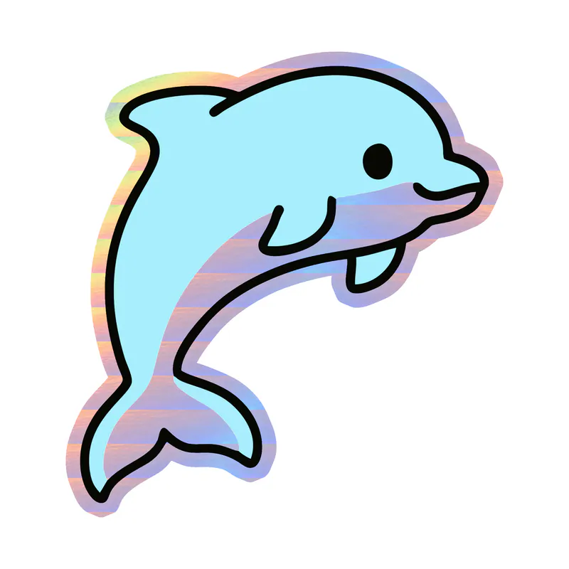 Dolphin - Holographic Vinyl Sticker - Custom Size
