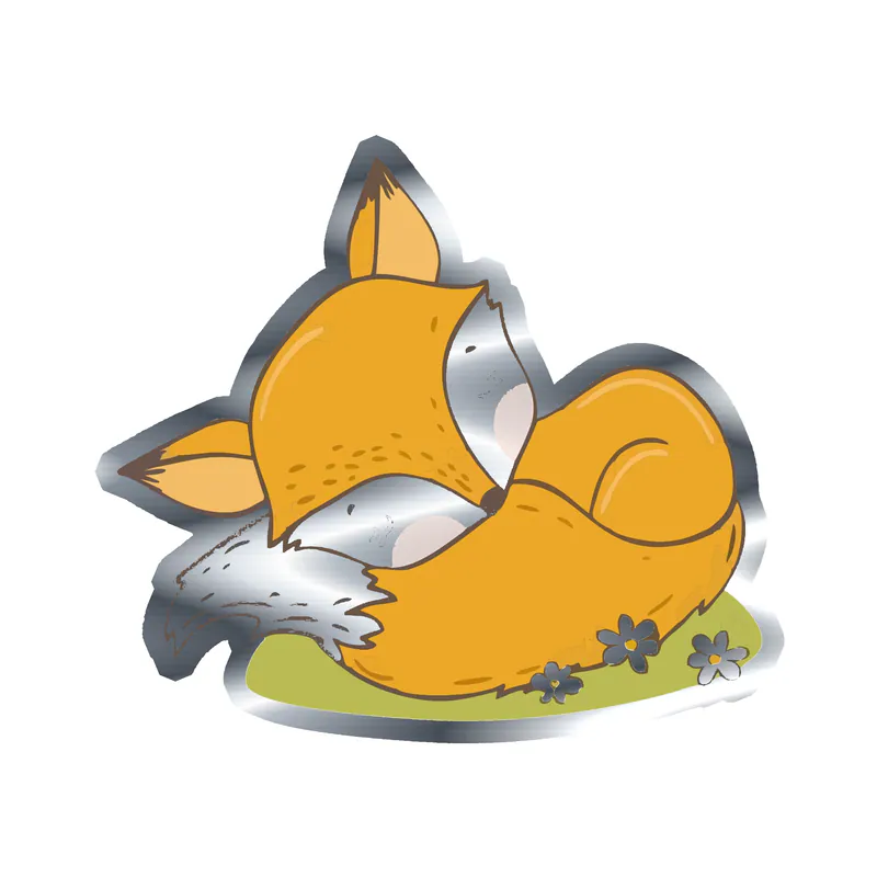 Fox - Silver Chrome Vinyl Sticker - Custom Size