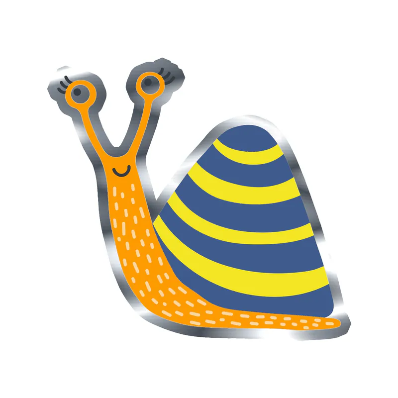 Snail - Silver Chrome Vinyl Sticker - Custom Size