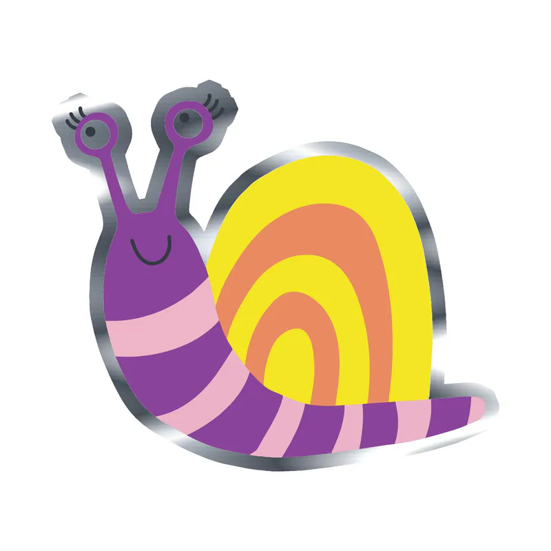 Snail - Silver Chrome Vinyl Sticker - Custom Size