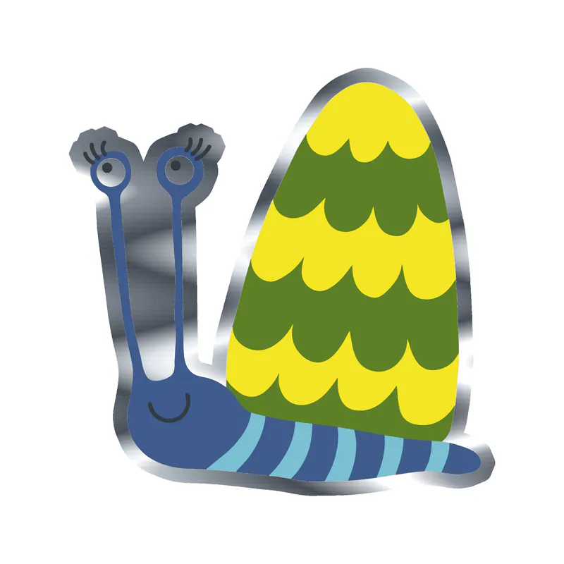Snail - Silver Chrome Vinyl Sticker - Custom Size