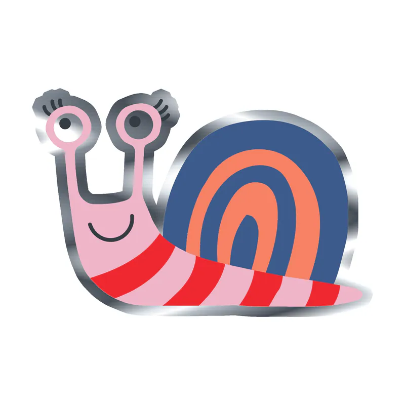Snail - Silver Chrome Vinyl Sticker - Custom Size