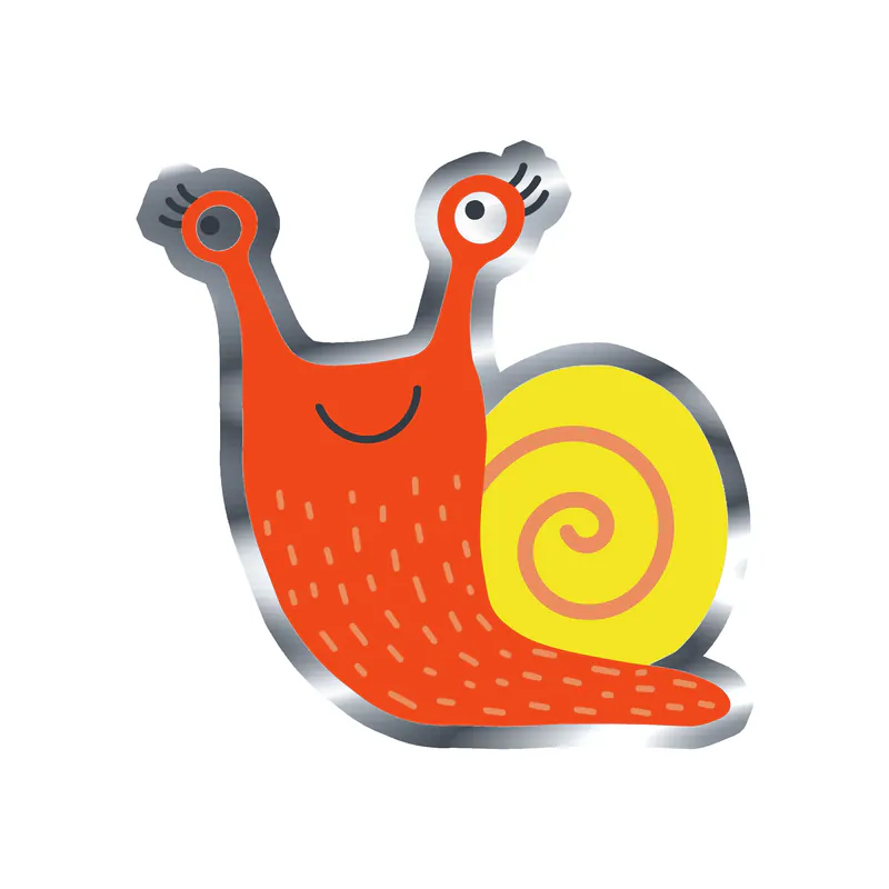 Snail - Silver Chrome Vinyl Sticker - Custom Size