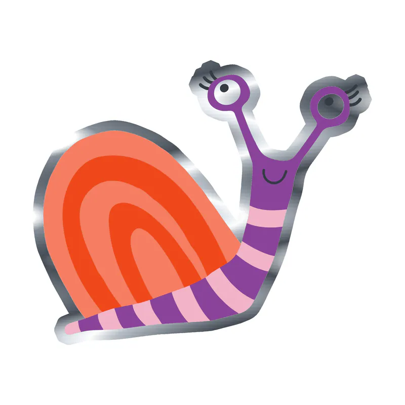 Snail - Silver Chrome Vinyl Sticker - Custom Size